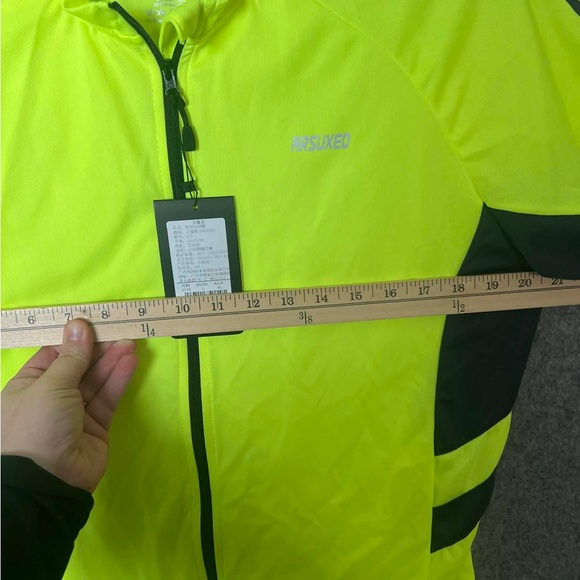 Arsuxeo Cycling Jersey Adult Large Yellow Black High Visibility Full Zip - Picture 9 of 9